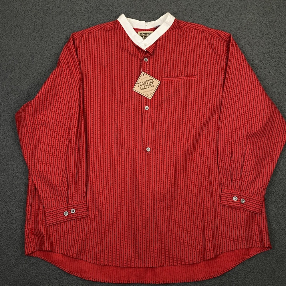 Frontier Classics Shirt Men 3XL Red Popover Old West Costume Victorian Pioneer